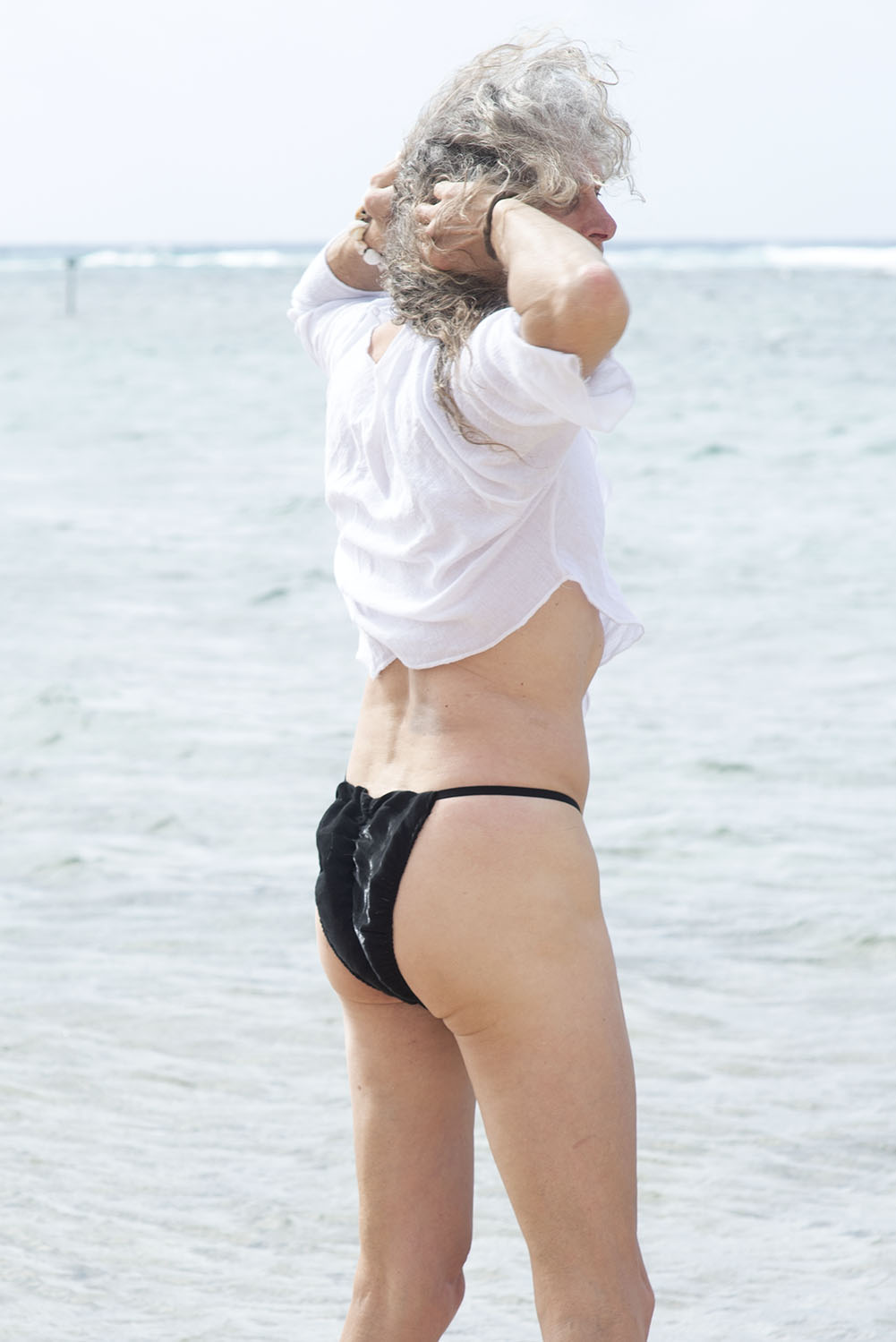 Mens front contoured scrunch back adjustible string bikini